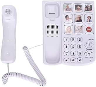 01 Gros Bouton Téléphone Fixe, Combiné à mémoire Photo amplifiée, Poste Fixe Filaire, Téléphone des aînés pour Les Personnes âgées malvoyantes et malentendantes Cadran abrégé à Volume réglable