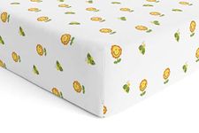 Cotton Baby Crib Fitted Bed Sheets for Cot | Organic Twill Fabric Baby Bedding for New Born, Infants, Toddlers | 52"x28" Pack of 1 | The White Cradle - Flower with Bee