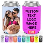 Custom Can Coolers Sleeves Bulk 1-1000PCS Personalized Insulated Neoprene Can Cooler Drink Holder with Logo Image Text for Anniversary Wedding Birthday Party Fishing Picnics