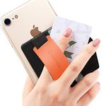 Sinjimoru Cell Phone Wallet Card Holder with Phone Grip, Cell Phone Stand & Slim Wallet Functioning as Phone Strap Card Holder for Apple iPhone & Galaxy Phones. Sinji Pouch B-Grip Silicone Clementine