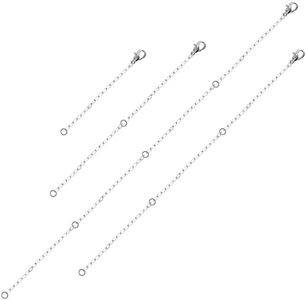 4pcs Necklace Extender Silver, 2/4/6/8 Inches Necklace Clasp Extender Chain Extenders for Necklaces Bracelets Jewelry Making Women Men (4 Sizes)