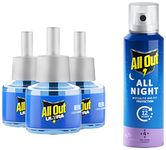 All Out Ultra Power+ Fan (3 Refills Pack) & All Night Mosquito and Fly Spray, 30ml Combo