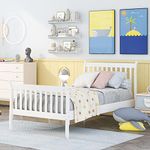 Merax Solid Wood Twin Bed Frame, No Box Spring Needed Kids Twin Wood Bed