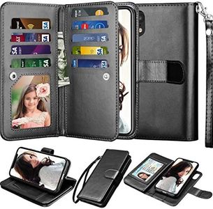 Njjex Wallet Case for iPhone XR, for iPhone XR Case, PU Leather [9 Card Slots] ID Credit Holder Folio Flip Cover [Detachable][Kickstand] Magnetic Phone Case & Lanyard for iPhone XR 6.1" 2018 [Black]