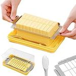 Butter Slicer Container, Dish With Lid And Slicer, Butter Stainless Steel Cutter And Keeper Storage for Fridge, Easy Cutting Two 4oz Sticks Butter