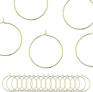 BEADNOVA Wine Glass Charm Rings 60-120pcs Gold Plated 25mm Beading Charm Rings Wine Glass Marker for Birthday Party Wedding Festival Favor, Iron, No Gemstone