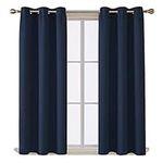 Ev Dekor® EVCRTN01 Thermal Blackout Curtains for Bedroom, Offices, Hotels Windows 66"(167cm) Wide X 54"(137cm) Long, Navy - 2 Panels with Tie Backs