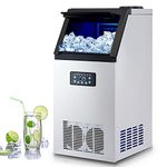 CREWORKS Commercial Ice Machine, Industrial Ice Maker Machine, Freestanding Stainless Steel Ice Cube Machine (59KG 130LB/24H)