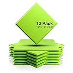 Fstop Labs 0.4" X 12" X 12" Acoustic Foam Panels, Sound Absorbing Panel, Beveled Edge Tiles Soundproof Foam Insulation, Soundproof Wall Panels (12 Pack, Green)