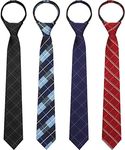 Geyoga 4 Pcs School Ties for Boys Kids 15 Inch Plaid Pre-tied Adjustable Neckties Boys Tie for Graduation Uniforms Party 6-12 Years, Plaid Style