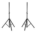 Pyle Universal Dual PA DJ Tripod 2 Speaker Stand Kit with Adjustable Height & Storage Bag Constructed with Heavy Duty Durable Steel and Lightweight for Easy Mobility Safety PIN Screw Locks PSTK107