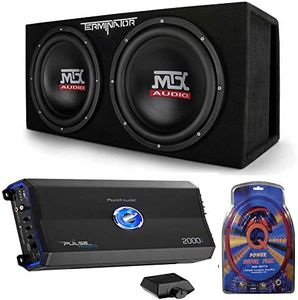 MTX TNP212D2 12" 1200 Watt 4 Ohm Dual Loaded Car Audio Subwoofer Package with Sub Enclosure, Planet 2000W Monoblock A/B Amplifier & 4 Gauge Wiring Kit