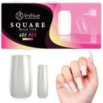 Krofaue Square Nails Tips 500 Pcs False Acrylic Fingernails Full Cover French Artificial Nails Tip 10 Sizes with Box (Natural)