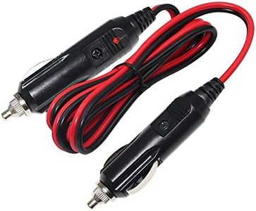 KUNCAN 4FT 12-24V Double Male to Male Cigarette Lighter Plug Extension Cable, with LED Lights, 16 AWG Heavy Duty Cable, Power Charger Cord, Fuse 10A