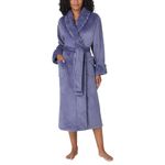 Carole Hochman Women's Shawl Collar Plush Robe, Blue (Indigo Undertone), S