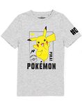 Pokemon T-Shirt for Boys | Kids Girls Pikachu Grey Character Top | r Clothing Merchandise 9-10 Years