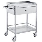 VEVOR Medical Cart, 2 Layers Stainless Steel Cart 220 lbs Weight Capacity, Lab Utility Cart with 360° Silent Wheels and a Drawer for Lab, Clinic, Kitchen, Salon