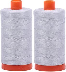 Aurifil Mako 50wt Thread 2 Large Spools: Dove 2600 Color