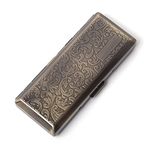 Metal Cigarette Case, Portable Double Sided Spring Clip, Holds 10 100mm Cigarettes (10pcs Vines Bronze)