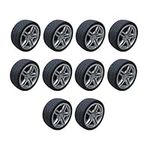 Milisten 10 Pcs Plastic Toy Car Tire Wheel Mini Black Rubber Wheels Model 4.8CM Diameter Rubber Toys DIY Painting Adornments Car Acessories for Kids DIY Craft