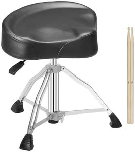 soulmate Drum Drum Hydraulic Drum Stool, Heavy Duty Saddle Drum Seat, Motorcycle Style Drum Chair with Upgraded Materials, Height Adjustable Padded Stool for Drummers, Adult,Upgraded Version, Black