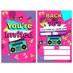 Vintage 90's Birthday Party Invitations with Envelopes Set of 20 Back to the 90's Theme Birthday Party Invites Fill in Blank