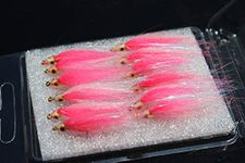 Tigofly 12 pcs 6 Colors Shining Polar Fry Slowly Sinking Salmon Trout Steelhead Minnow Fly Fishing Flies Lures Fly Set-Size #8 (Pink)