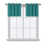 Deconovo Valances Cafe Window Curtains, Small Window Blackout Curtains, Kitchen Short Curtains, Dining Room Tier Curtains, Turquoise / Teal Curtains, 52x18 Inch