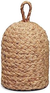 PEMAR Natural Wicker Door Stopper with Handle, Jute Decorative Door Stop, Heavy Indoor Doorstop, Blocker Keeps Door Open, Rustic Farmhouse Door Jammer 5.1''D x 9''H (Jute)