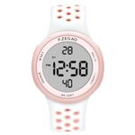 F.ZEGAO Digital Watch for Mens Womens, 100M Waterproof Watches for Swimming, Outdoor Sports Watches Multifunction Alarm Countdown Stopwatch Dual-Time Luminous Display Silicone Strap (White)