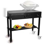 Outafurnia Grill Table for Outside, Folding Grill Carts, Blackstone Griddle Stand with Shelf,Stable and Sturdy Portable Outdoor Cooking Prep Table with Wheels for Backyard BBQ, Camping and Parties