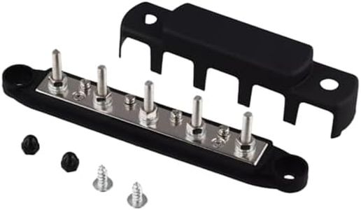 CNImpetus Power Distribution Block Bus Bar,5/16" M8 300AMP 12/24V Automatic Marine Electric Busbar 4 Stud Black Junction Block with Car Boat Marine Caravan RV…