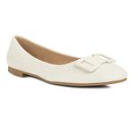 London Rag Embellished Flat Ballerinas in Off White