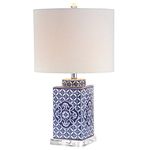 JONATHAN Y JYL3006A Choi 23" Chinoiserie LED Table Lamp Traditional Bedside Desk Nightstand Lamp for Bedroom Living Room Office College Bookcase LED Bulb Included, Blue/White