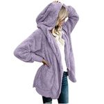 Ceboyel Womens Fleece Teddy Coats 2023 Trendy Hooded Winter Jacket Shaggy Faux Sherpa Cardigans Fashion Warm Clothes, J018-purple, Small