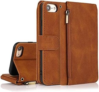 GoshukunTech for iPhone 6/6s Case,for iPhone 7/8/iPhone SE 2020/iPhone SE 5G 3rd Gen Wallet Case[ 8 Card Slots & 1 Zipper Coin Purse] Leather Wallet Flip Cover with Wrist Starp,-Brown