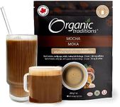 Organic Traditions Mocha Mushroom Coffee Instant 5-Blend Mushroom Coffee Organic Adaptogen Latte Made with Chaga, Cordyceps, Reishi, Lion's Mane and Turkey Tail 200g/7oz Bag