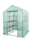 Top Home Solutions® Walk In Greenhouse - 8 Shelves Cold Frame Growhouse With Green PE Cover, 2 Windows, Roll-Up Zipped Door - Premium Quality GreenHouse For Plants, Garden And Outdoor