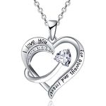 Emma Manor EM Love Heart Pendant Necklace for Women 18k White Gold Plated 5A Cubic Zirconia Engraved I Love You Jewellery Gift for Girls Wife (Clear)