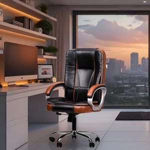 MAHARAJA Luxurious Office Chair for Work| Chair for Home | Leather Boss Office Chair | Chairs for Office Work| Revolving Chair for Office| Spacious Cushioned Seating.