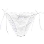 HTRUIYATY Women's Lace Briefs Ladies Adjustable Side Tie Bikini Panties Sexy Charming Knickers Underwear (White)