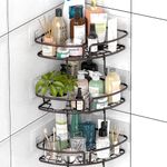 SimpleHouseware Bathroom Adhesive Wall Mount Single-Tier Corner Shower Caddy, 3 Tier, Bronze, (Set of 3)