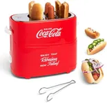 Nostalgia Coca-Cola 2 Slot Bun Mini Tongs, Hot Dog Toaster Works with Chicken, Turkey, Veggie Links, Sausages and Brats, Retro Red