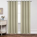 Joydeco Blackout Curtains 84 Inch Length 2 Panels Set, Thermal Insulated Long Curtains& Drapes 2 Burg, Room Darkening Grommet Curtains for Living Room Bedroom Window (W52 x L84 Inch, Light Beige)