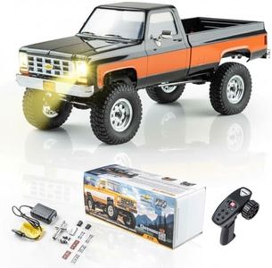 EAZYRC FMS 1/18 FCX18 Chevy K10 RC Crawler RTR with License Red, RC Pickup Truck 4x4 Chevy Hobby Grade 2-Speed Transmission Monster Truck for Adults with Led Light(Black)