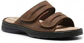 Hush Puppies Mens Slider Hook & Loop Sandal, Brown, 10 US