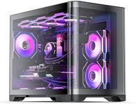 AsiaHorse Micro ATX PC Case Dual Chamber 180° Full View Tempered Glass MATX Gaming PC Case with USB3.0, 360mm Radiator Support,RTX 40 Compatible, High Airflow Full-Tower MATX PC Case. Pegasus-Black