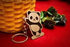 Kraftnix Customized Panda Shape Metallic Name Keychain | Personalized Panda Cutout Custom Keyring | Gift for Wife, Husband, Girlfriend, Boyfriend, Unique Surprise Gifting (Panda Heart)