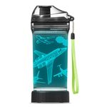 OkiyiD Airplane Water Bottle, Airplane Theme Light Up Sport Cup with 3D Glowing LED Aircraft Light – 14 OZ Tritan BPA Free - Gifts for School, Camping, and Holidays（Plane）