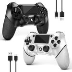 AceGamer 2 Pack for PS4 Controller, Wireless Controller for PS4/Pro/Slim/PC, with Non-Slip Grip of Both Sides and 2 USB-C Cable! (Black and White)